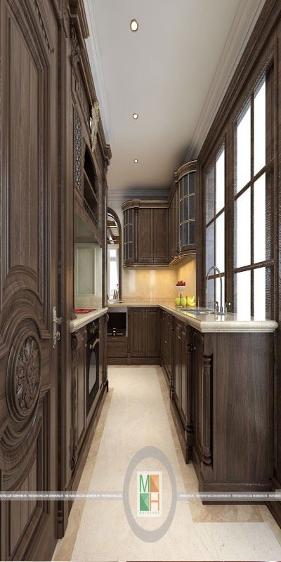 Nội thất gỗ óc chó tại Duplex Mandarin